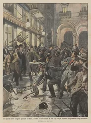 Un épisode de la grève générale à Milan, assaut d